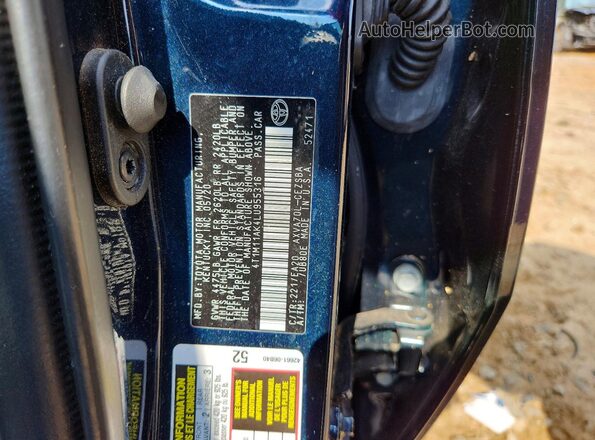 4T1M11AK4LU955316 2020 TOYOTA CAMRY Blue Engine compartment view
