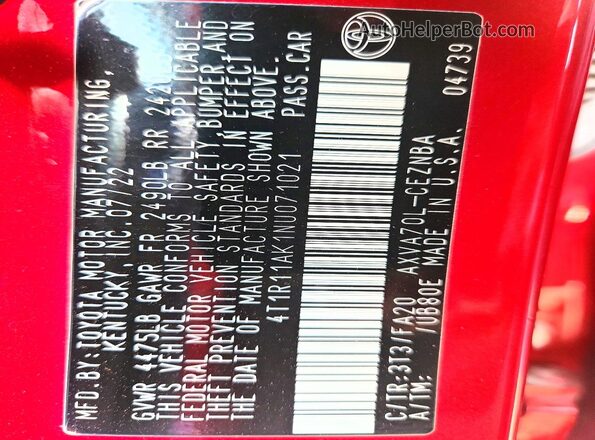 4T1R11AK1NU071021 2022 TOYOTA CAMRY Red Widok komory silnika
