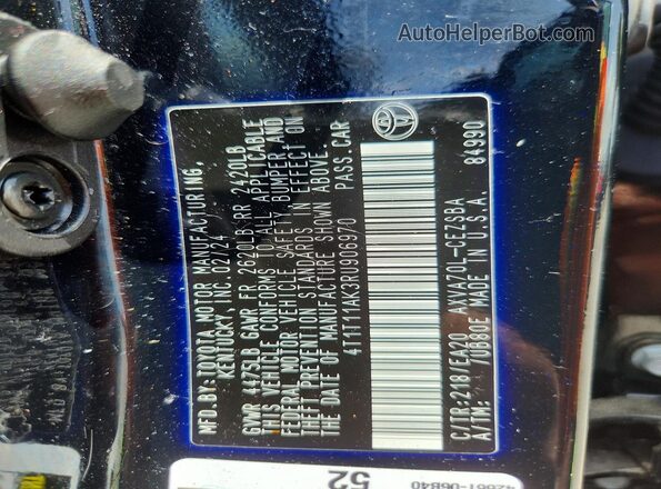 4T1T11AK3RU906970 2024 TOYOTA CAMRY Black ძრავის განყოფილების ხედი