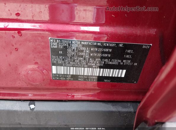 4T3B6RFVXRU159180 2024 TOYOTA RAV4 HYBRID Red Вид підкапотного простору