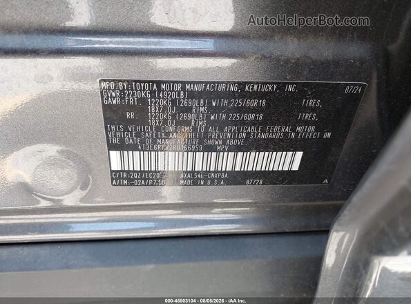 4T3E6RFV2RU166959 2024 TOYOTA RAV4 HYBRID Серый Вид подкапотного пространства