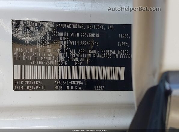 4T3E6RFV5PU110916 2023 TOYOTA RAV4 HYBRID White Engine compartment view