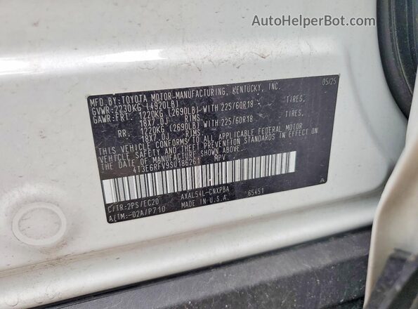 4T3E6RFV9SU186261 2025 TOYOTA RAV4 White Vista del compartimento del motor