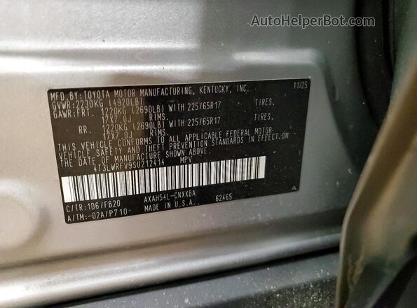 4T3LWRFV9SU212414 2025 TOYOTA RAV4 Silver Widok wnętrza 360 stopni