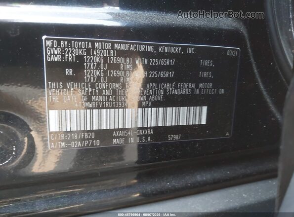 4T3MWRFV1RU139344 2024 TOYOTA RAV4 HYBRID Black Engine compartment view