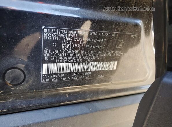4T3R6RFV2MU027523 2021 TOYOTA RAV4 Black VIN կոդի պիտակի տեսք