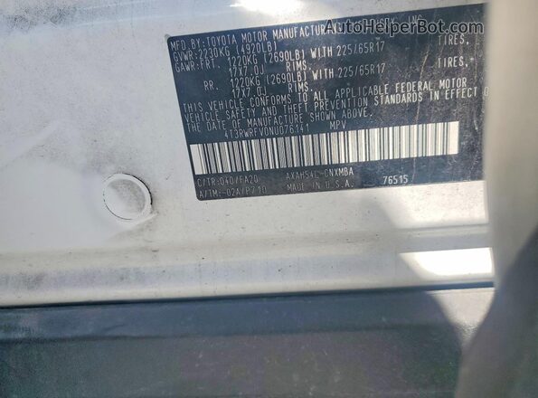 4T3RWRFV0NU076141 2022 TOYOTA RAV4 White Widok komory silnika