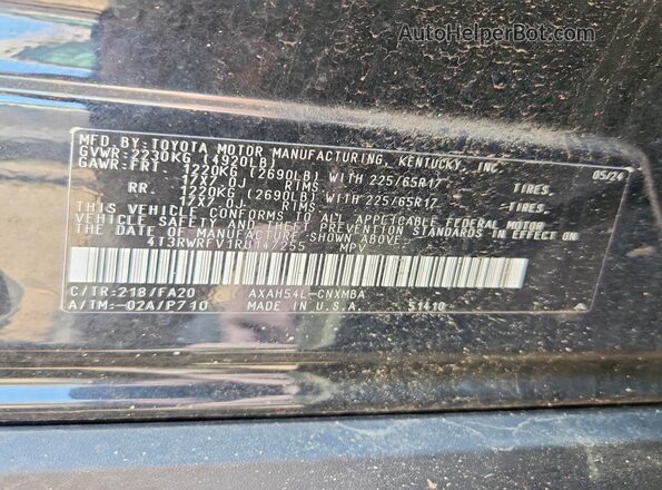 4T3RWRFV1RU147255 2024 TOYOTA RAV4 Black Вид наклейки з VIN-кодом