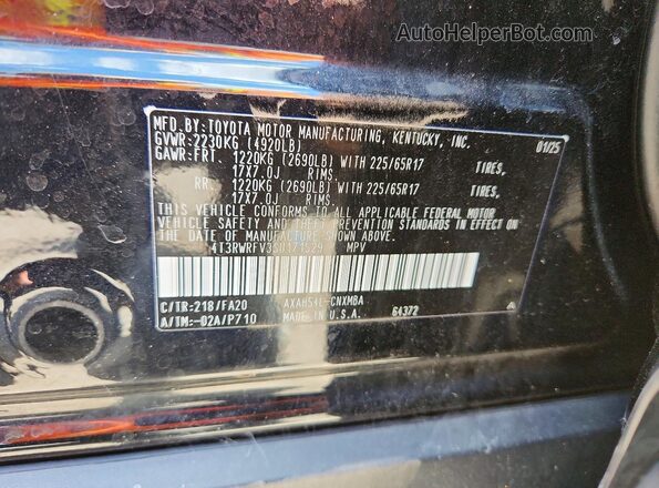 4T3RWRFV3SU171529 2025 TOYOTA RAV4 Black VIN კოდის სტიკერის ხედი