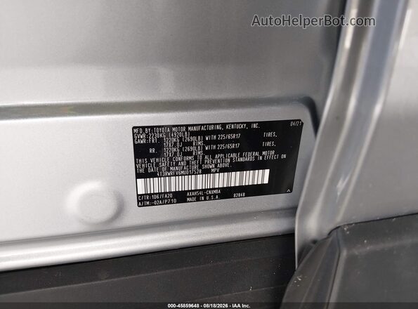 4T3RWRFV6MU017528 2021 TOYOTA RAV4 HYBRID Silver Widok komory silnika