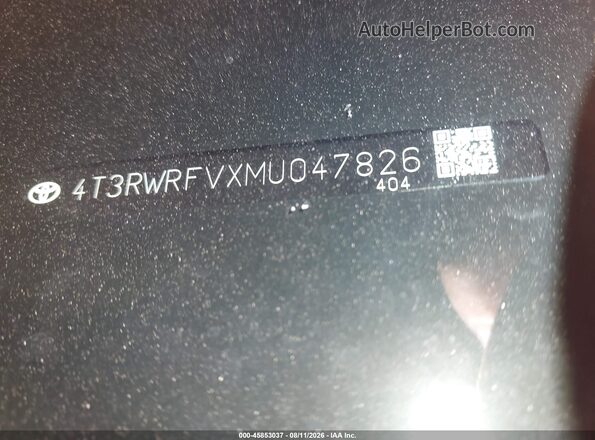 4T3RWRFVXMU047826 2021 TOYOTA RAV4 HYBRID Gray Engine compartment view