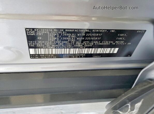 4T3RWRFVXSU203957 2025 TOYOTA RAV4 Silver Панорамний вид салону 360°