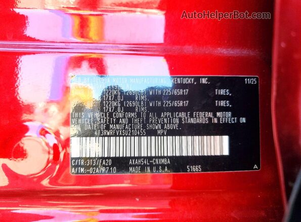 4T3RWRFVXSU210455 2025 TOYOTA RAV4 Red Widok komory silnika