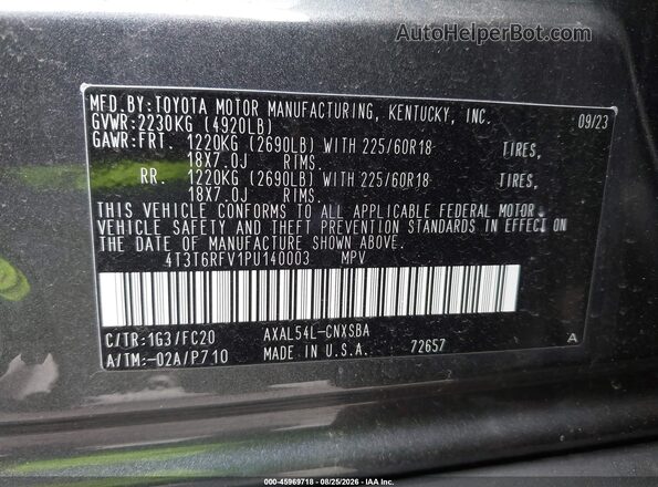 4T3T6RFV1PU140003 2023 TOYOTA RAV4 HYBRID Gray Engine compartment view