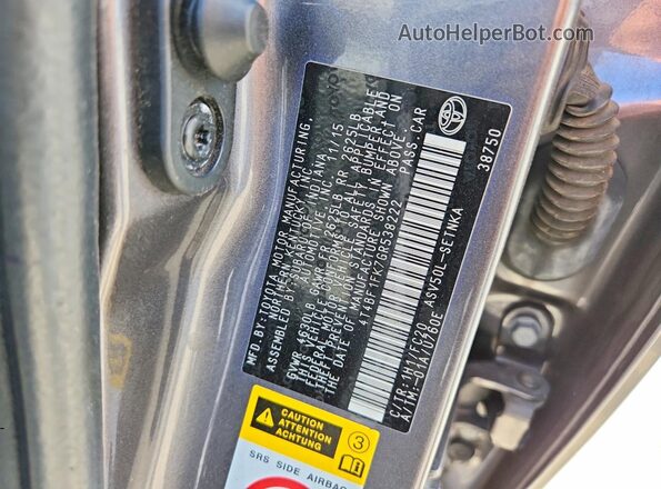 4T4BF1FK7GR538222 2016 TOYOTA CAMRY Угольный Вид подкапотного пространства