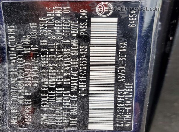 4T4BF1FK7GR564125 2016 TOYOTA CAMRY Black ძრავის განყოფილების ხედი