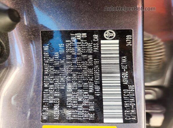 4T4BF1FKXGR534181 2016 TOYOTA CAMRY Угольный Вид подкапотного пространства