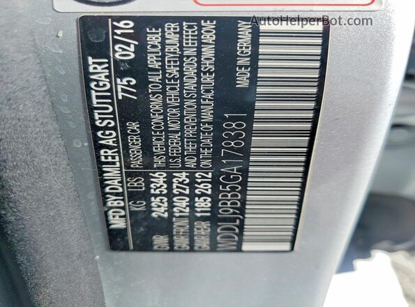 WDDLJ9BB5GA178381 2016 MERCEDES-BENZ CLS-CLASS Silver VIN კოდის სტიკერის ხედი