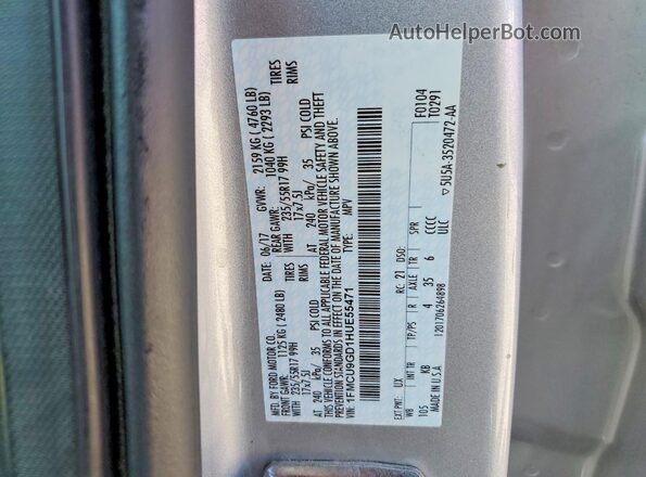 1FMCU9GD1HUE55471 2017 FORD ESCAPE Silver Widok wnętrza 360 stopni