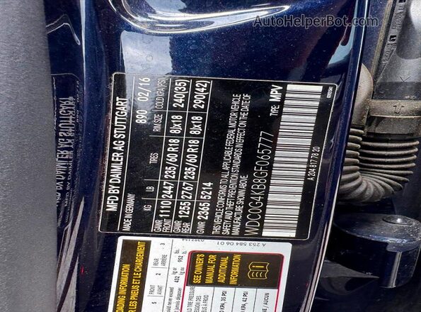 WDC0G4KB8GF065777 2016 MERCEDES-BENZ GLC-CLASS Blue Widok tylnych siedzeń