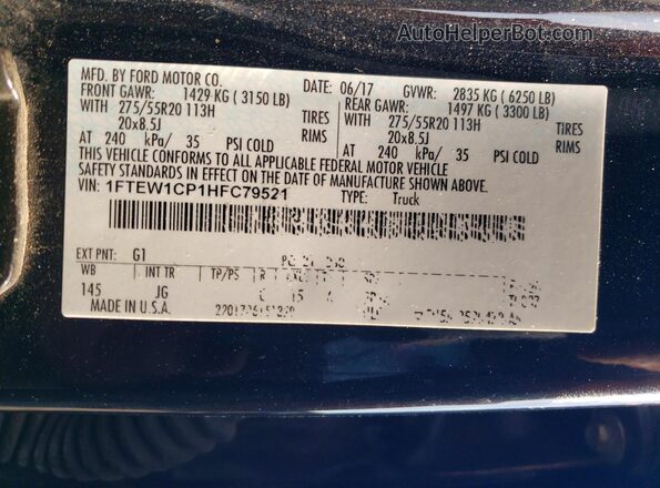 1FTEW1CP1HFC79521 2017 FORD F150 Black VIN կոդի պիտակի տեսք