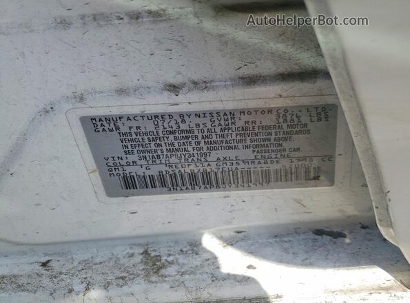 3N1AB7AP8JY341997 2018 NISSAN SENTRA White VIN sticker view