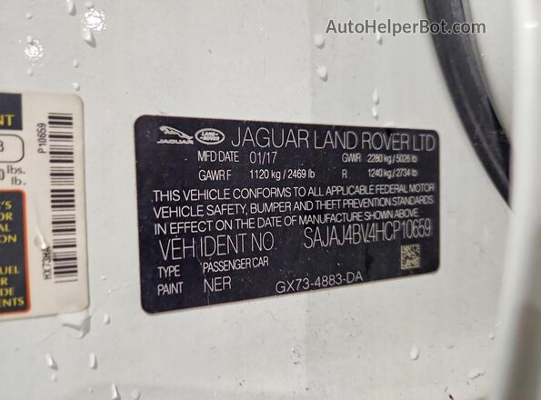 SAJAJ4BV4HCP10659 2017 JAGUAR XF Белый Вид наклейки с VIN-кодом