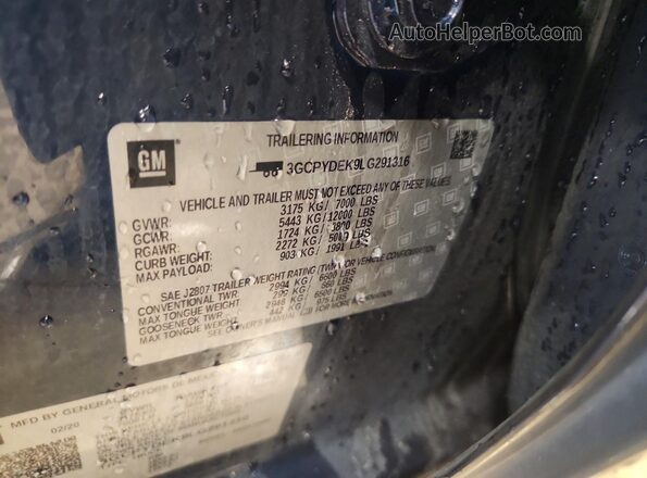 3GCPYDEK9LG291316 2020 CHEVROLET SILVERADO Pink VIN sticker view