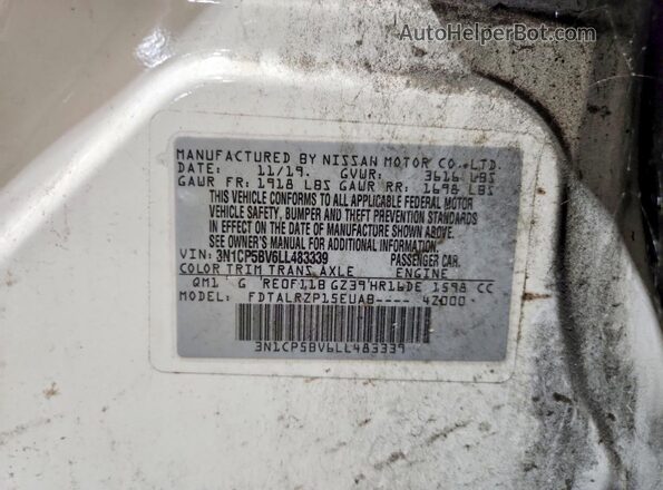 3N1CP5BV6LL483339 2020 NISSAN KICKS White 