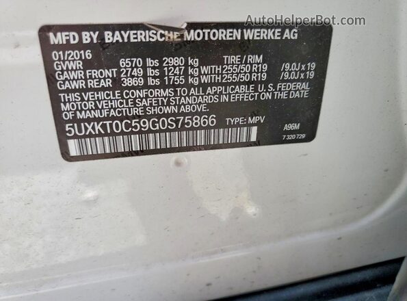 5UXKT0C59G0S75866 2016 BMW X5 White 