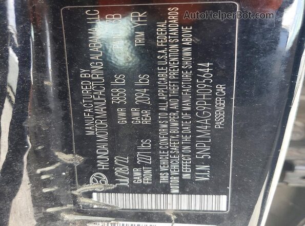 5NPLM4AG9PH095644 2023 HYUNDAI ELANTRA Черный Вид наклейки с VIN-кодом
