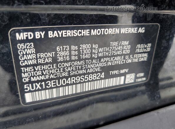 5UX13EU04R9S58824 2024 BMW X5 Black 360 interior view