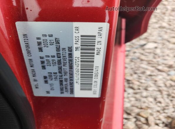 JM1GJ1U56G1407252 2016 MAZDA 6 Red Widok naklejki z numerem VIN