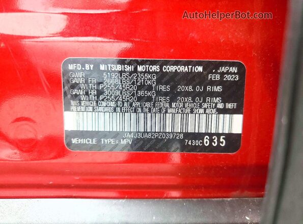 JA4J3UA82PZ039728 2023 MITSUBISHI OUTLANDER Red 