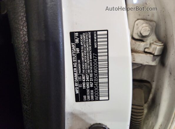 WDD3G4EB5KW000477 2019 MERCEDES-BENZ A Белый Вид наклейки с VIN-кодом