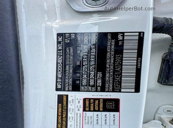 4JGFF5KE1LA075993 2020 MERCEDES-BENZ GLS White Rear interior view