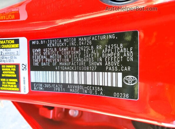 4T1DAACK3TU308127 2026 TOYOTA CAMRY Red 360 interior view