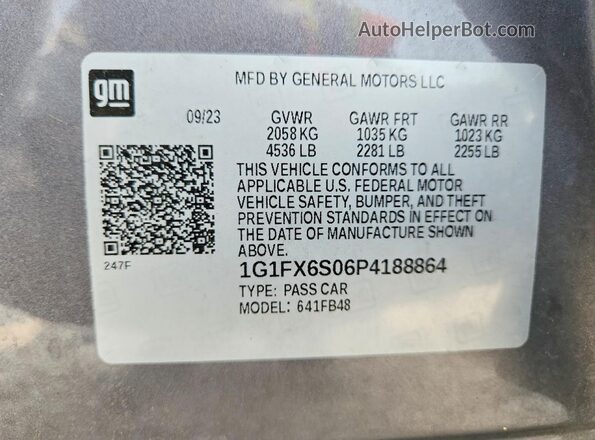 1G1FX6S06P4188864 2023 CHEVROLET BOLT Gray Widok wnętrza 360 stopni