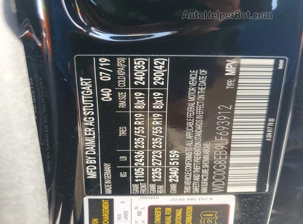 WDC0G8EB9LF693912 2020 MERCEDES-BENZ GLC-CLASS Black Vista de la etiqueta del VIN