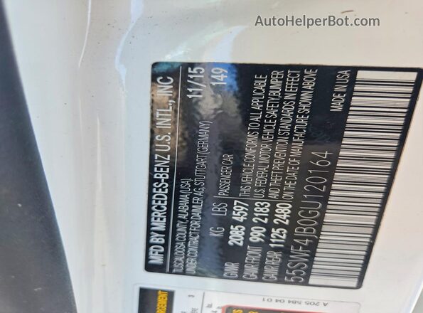 55SWF4JB0GU120164 2016 MERCEDES-BENZ C White Engine compartment view