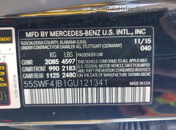 55SWF4JB1GU121341 2016 MERCEDES-BENZ C Black Engine compartment view
