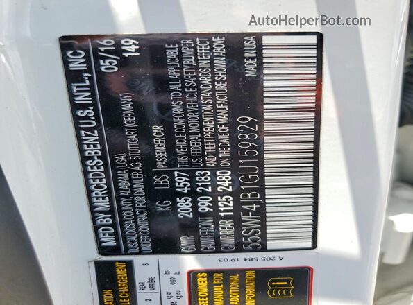 55SWF4JB1GU159829 2016 MERCEDES-BENZ C White Vista del compartimento del motor