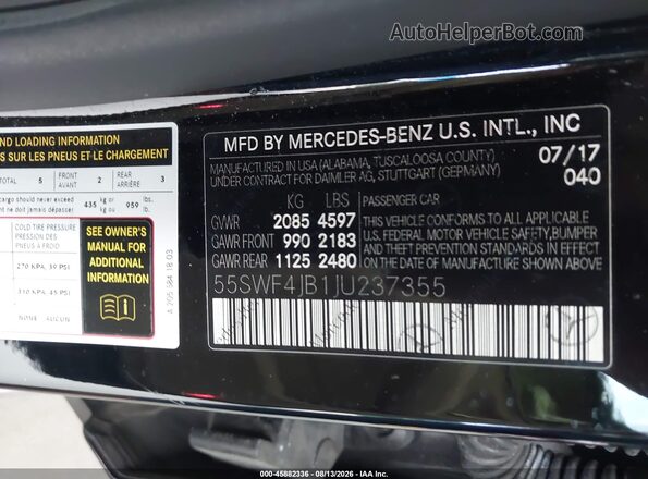 55SWF4JB1JU237355 2018 MERCEDES-BENZ C-CLASS Black Widok komory silnika