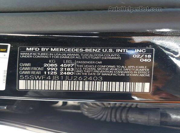 55SWF4JB1JU262403 2018 MERCEDES-BENZ C Черный Вид подкапотного пространства