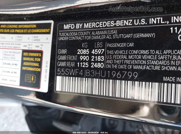 55SWF4JB3HU196799 2017 MERCEDES-BENZ C-CLASS Черный Вид подкапотного пространства