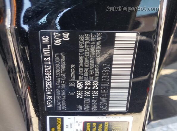 55SWF4JB3JU234862 2018 MERCEDES-BENZ C Black Vista de la etiqueta del VIN