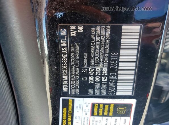 55SWF4JB3JU265318 2018 MERCEDES-BENZ C-CLASS Black Vista de la etiqueta del VIN