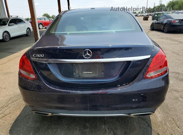 55SWF4JB5GU153502 2016 MERCEDES-BENZ C Blue Вид ззаду
