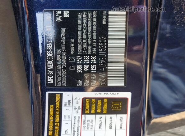 55SWF4JB5GU153502 2016 MERCEDES-BENZ C Blue Вид підкапотного простору