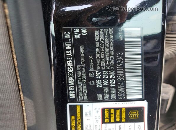 55SWF4JB5HU192043 2017 MERCEDES-BENZ C Black VIN sticker view